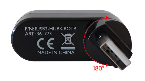 Mini Hub Rotante con 3 Porte USB 2.0 Nero - immagine 6