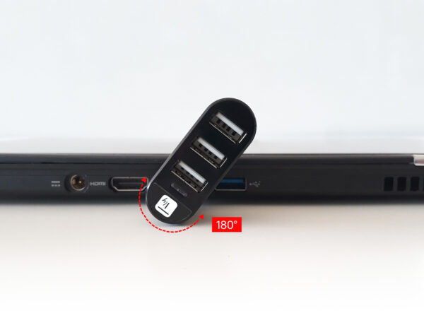 Mini Hub Rotante con 3 Porte USB 2.0 Nero - immagine 7