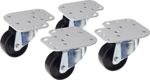 Kit 4 Ruote per Armadi con Piastre per Montaggio Simultaneo Piedini