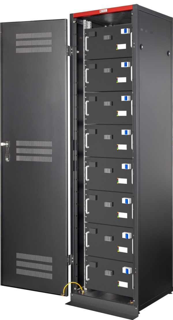 Armadio Rack 19'' 600x600 47U per Batterie Fotovoltaico Nero - immagine 3