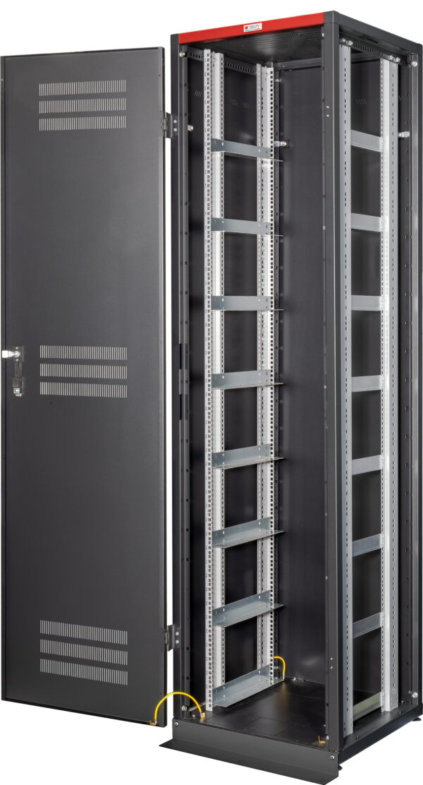 Armadio Rack 19'' 600x600 47U per Batterie Fotovoltaico Nero - immagine 4