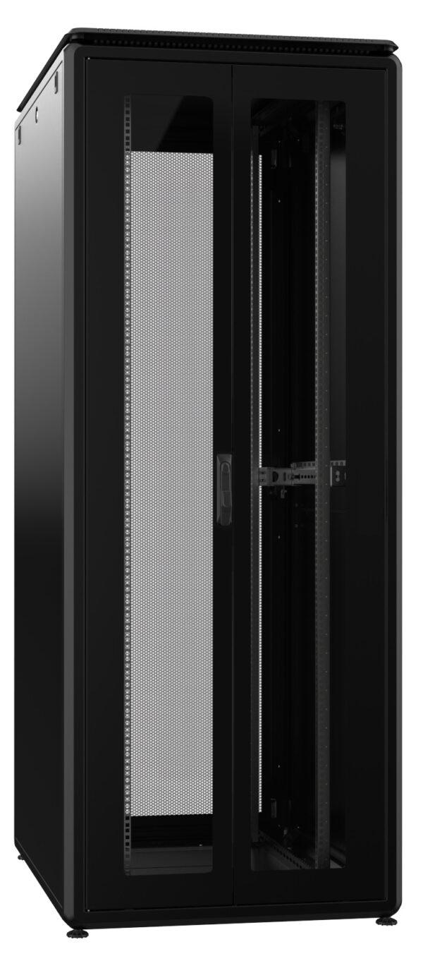 Armadio Server Rack 19'' 800x1000 42U Nero Porta Grigliata Doppio Battente serie Evolution Ventilato - immagine 2