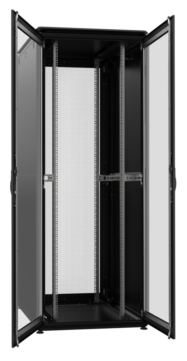 Armadio Server Rack 19'' 800x1000 42U Nero Porta Grigliata Doppio Battente serie Evolution Ventilato
