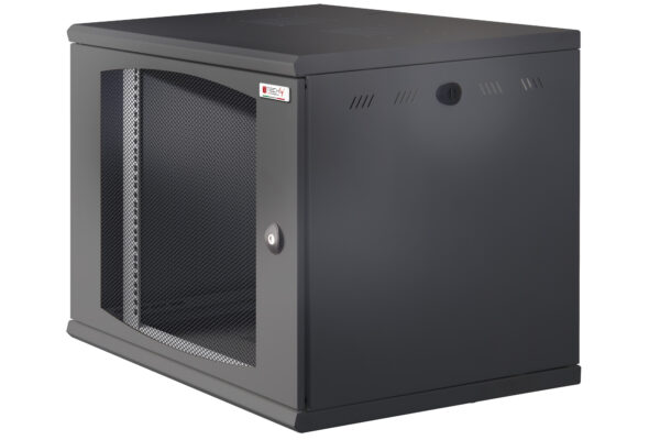 Armadio Rack 19'' a muro 10U sezione unica P 500mm Porta Grigliata Nero