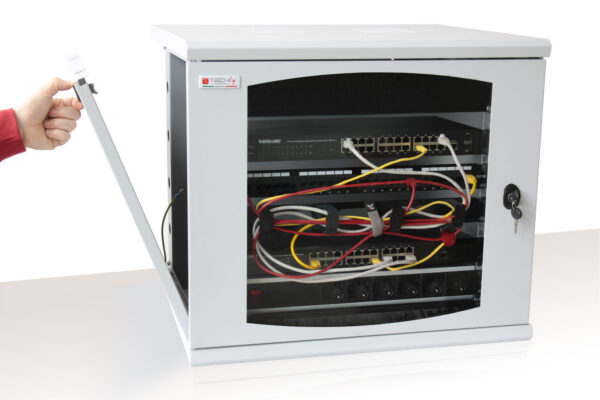 Armadio Rack 19'' a muro 13 unità sezione unica prof. 500mm Nero - immagine 3
