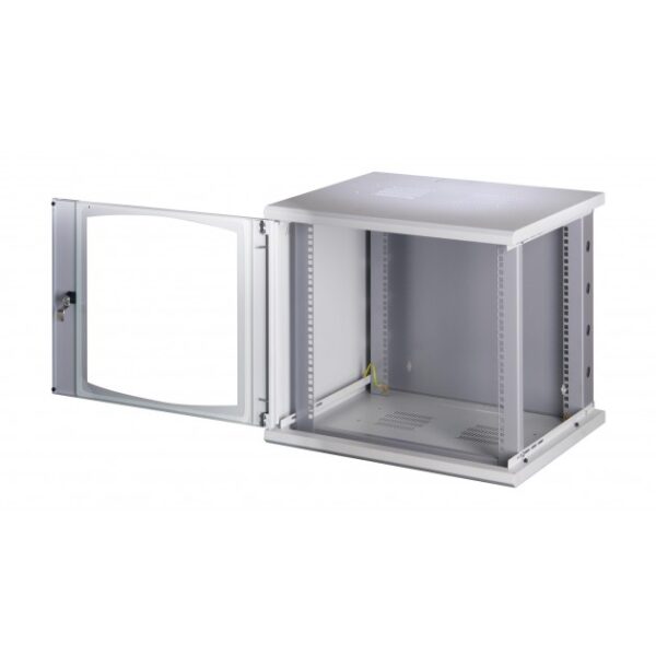 Armadio Rack 19'' a muro 13 unità sezione unica prof. 500mm Nero - immagine 5