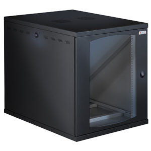 Armadio Rack 19'' a Muro 13U P 800mm L 600mm Porta Vetro Nero