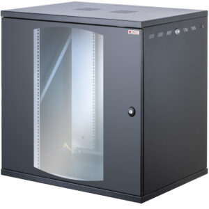 Armadio Rack 19'' a Muro 13U P 600mm L 800mm Porta Vetro Nero