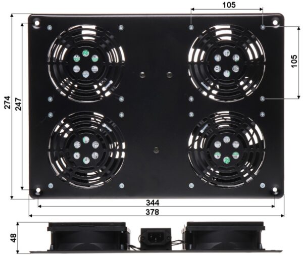 Gruppo di 4 Ventole a Soffitto per Rack 19'' NetRack - immagine 4