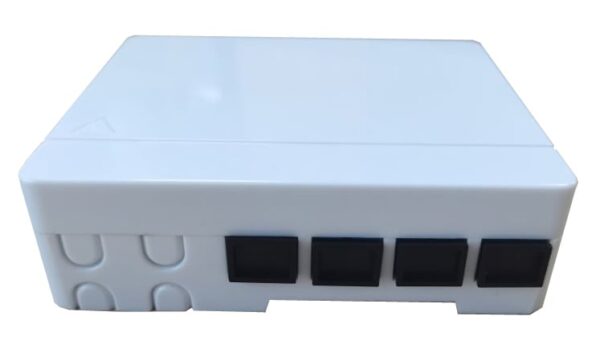 Scatola di connessione indoor FTTH per 4 fibre, 4 adattatori, IP20, muro o guida Din - immagine 4