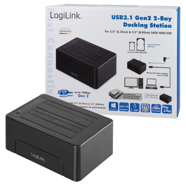 Docking Station USB3.1 Gen2 Doppio Slot HDD/SSD SATA da 2.5''/3.5'' Nero - immagine 6