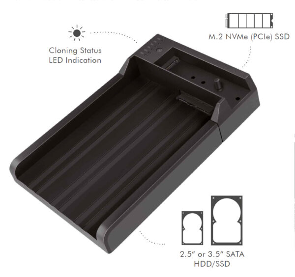 Box duplicazione esterna USB 3.2 Gen 2 Dual Bay Quickport One-Key Offline Clone Portatile - immagine 3