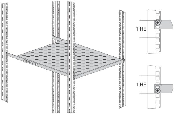 Mensola per Rack 19'' 350-450 mm 0.5U Grigio 4 Punti - immagine 3