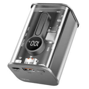 Power Bank 10000 mAh 1x USB-A 1x USB-C™ con Display PD & QC Trasparente