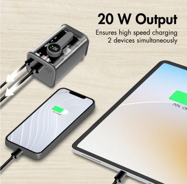 Power Bank 10000 mAh 1x USB-A 1x USB-C™ con Display PD & QC Trasparente - immagine 5
