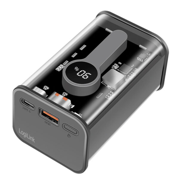 Power Bank 10000 mAh 1x USB-A 1x USB-C™ con Display PD & QC Trasparente - immagine 7