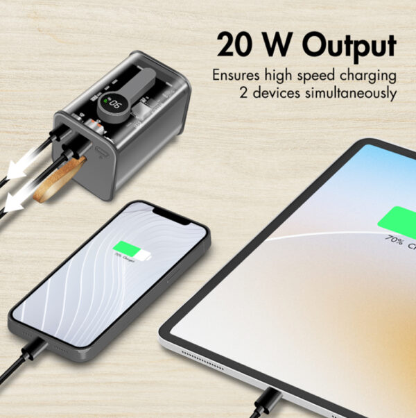 Power Bank 20000 mAh 1x USB-A 1x USB-C™ con Display PD & QC Trasparente - immagine 5