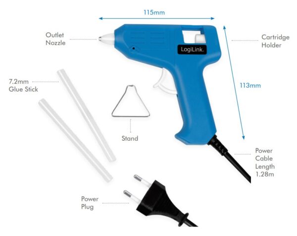 Mini pistola per Colla a Caldo, 10W, blu - immagine 4