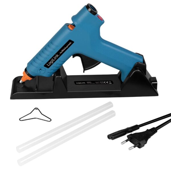 Pistola per Colla a Caldo Wireless, 80W, con supporto, blu - immagine 4