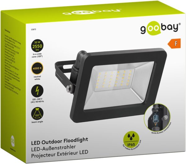 Faretto LED da Esterno IP65 30W Nero - immagine 2