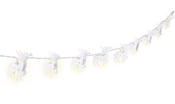Stringa 10 LED Renna IP20 Bianco Caldo a Batteria con Timer - immagine 4