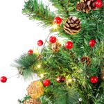 20 Luci LED in Filo d'argento Pigne e Bacche Rosse