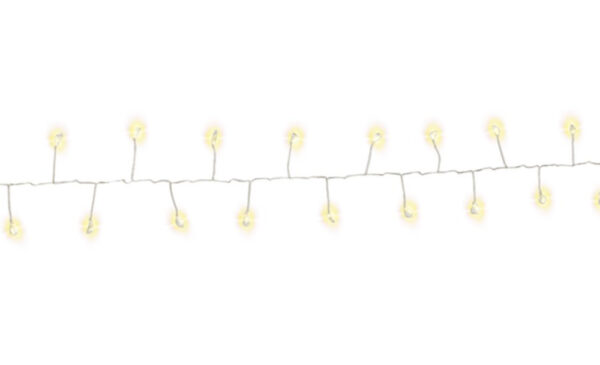 Stringa di 50 Luci LED a Grappolo di Filo d'argento Bianco Caldo IP44 - immagine 3