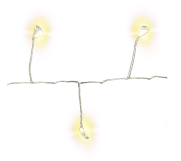 Stringa di 50 Luci LED a Grappolo di Filo d'argento Bianco Caldo IP44 - immagine 7