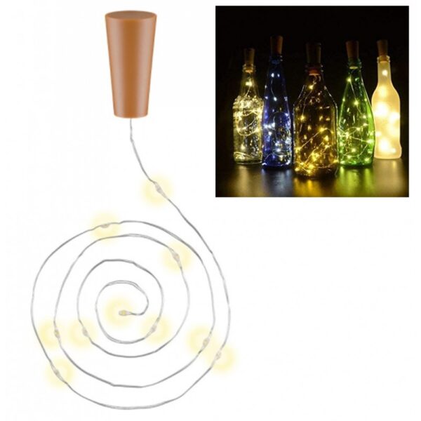 Confezione da 3pz Catena Luminosa per Bottiglie da 10 LED con Timer