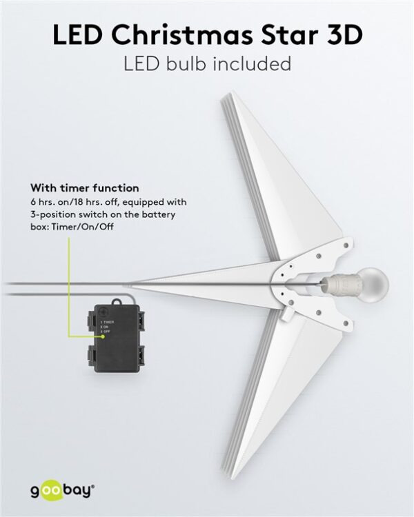 Stella di Natale LED 3D ø 56 cm Funzionamento a Batteria - immagine 9