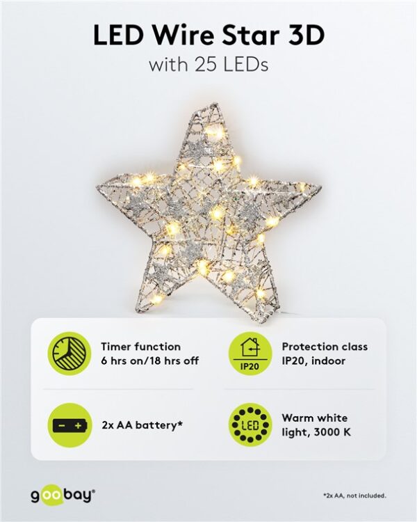 Lampada Decorativa a Forma di Stella Funzionamento a Batteria - immagine 7
