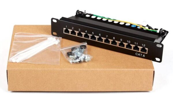 Pannello Patch 10'' STP 12 Posti RJ45 Cat. 6 Nero - immagine 3