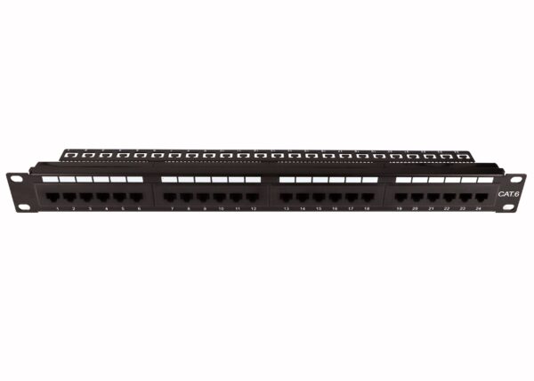 Pannello Patch UTP 24 Posti Cat.6 1U con barra gestione cavi removibile Nero - immagine 3