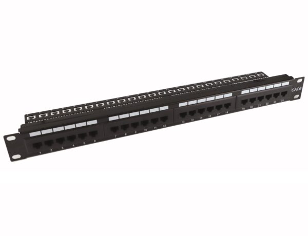 Pannello Patch UTP 24 Posti Cat.6 1U con barra gestione cavi removibile Nero - immagine 4