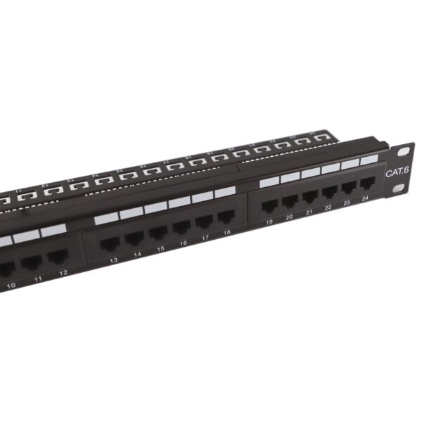 Pannello Patch UTP 24 Posti Cat.6 1U con barra gestione cavi removibile Nero - immagine 5