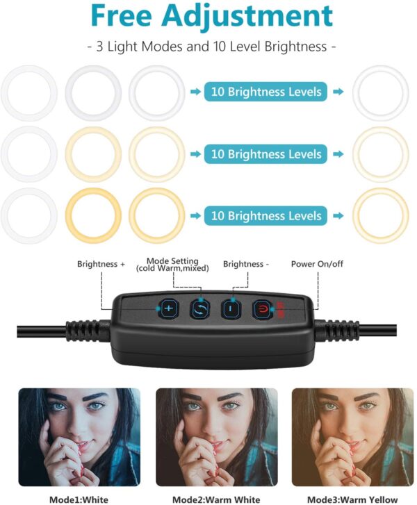 Luce LED Anello 25cm Regolazione Luminosità Stand Smartphone - immagine 4