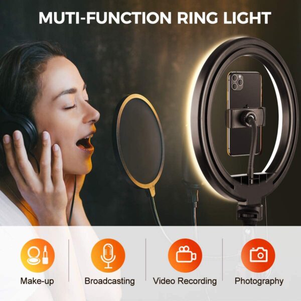Luce LED Anello 25cm Regolazione Luminosità Stand Smartphone - immagine 8