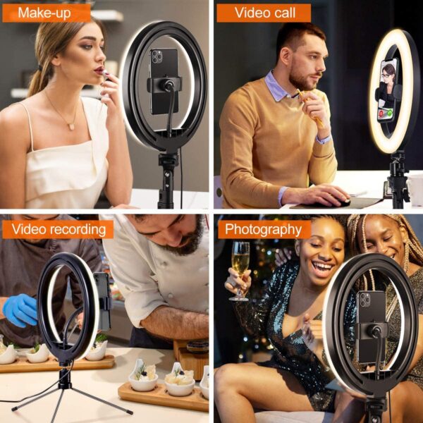 Luce LED Anello 25cm Regolazione Luminosità Stand Smartphone - immagine 6