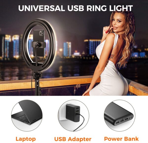 Luce LED Anello 25cm Regolazione Luminosità Stand Smartphone - immagine 9