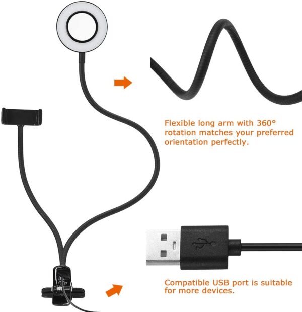 Luce LED Anello Portatile Regolazione Luminosità e Stand Smartphone - immagine 9