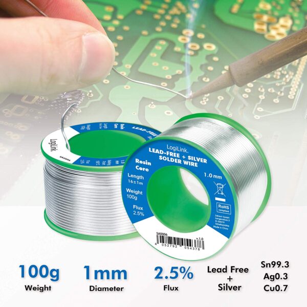 Stagno in Rotolo per Saldatura Senza Piombo Argento 0,3% ø 1 mm 100g - immagine 3
