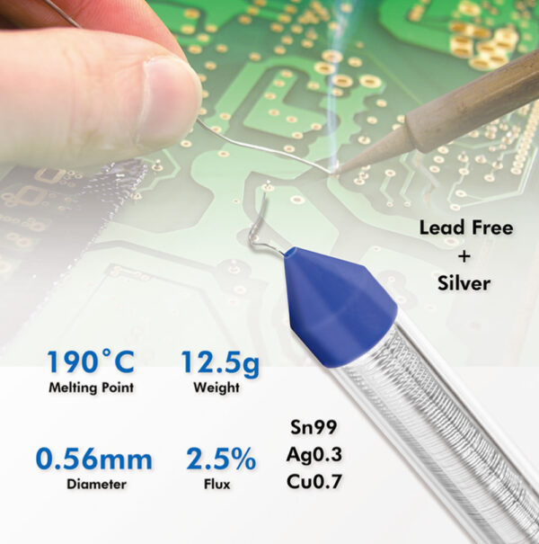 Stagno in Dispenser ø 0,56 mm Senza Piombo Con Argento Rame 0,7% 12,5g - immagine 4