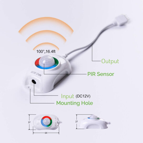 Striscia LED RGB Multicolore con Sensore di Movimento Telecomando 1,5m - immagine 6