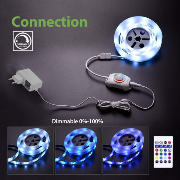 Striscia LED RGB Multicolore con Sensore di Movimento Telecomando 1,5m - immagine 9