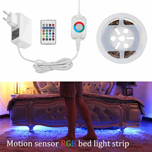 Striscia LED RGB Multicolore con Sensore di Movimento Telecomando 1,5m - immagine 7