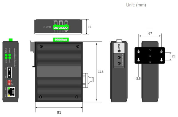 Media Converter Industriale Fast Ethernet 10/100Base-TX a Fibra 100Base-FX - immagine 9