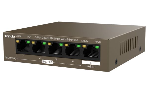 Switch PoE 5 porte Gigabit PD, TEG1105PD