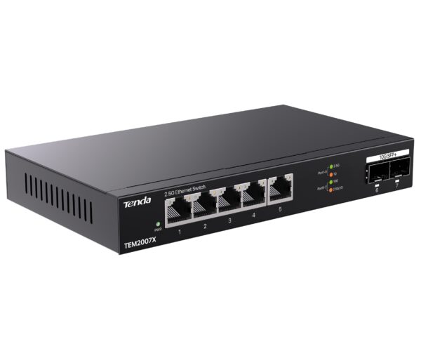 Switch con 5 porte 2.5G Ethernet e 2 slot SFP+ da 10G, TEM2007X