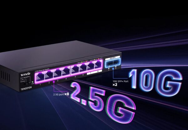 Switch con 8 porte 2.5G Ethernet e 2 porte SFP+ da 10G, TEM2010X - immagine 2