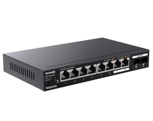 Switch con 8 porte 2.5G Ethernet e 2 porte SFP+ da 10G, TEM2010X